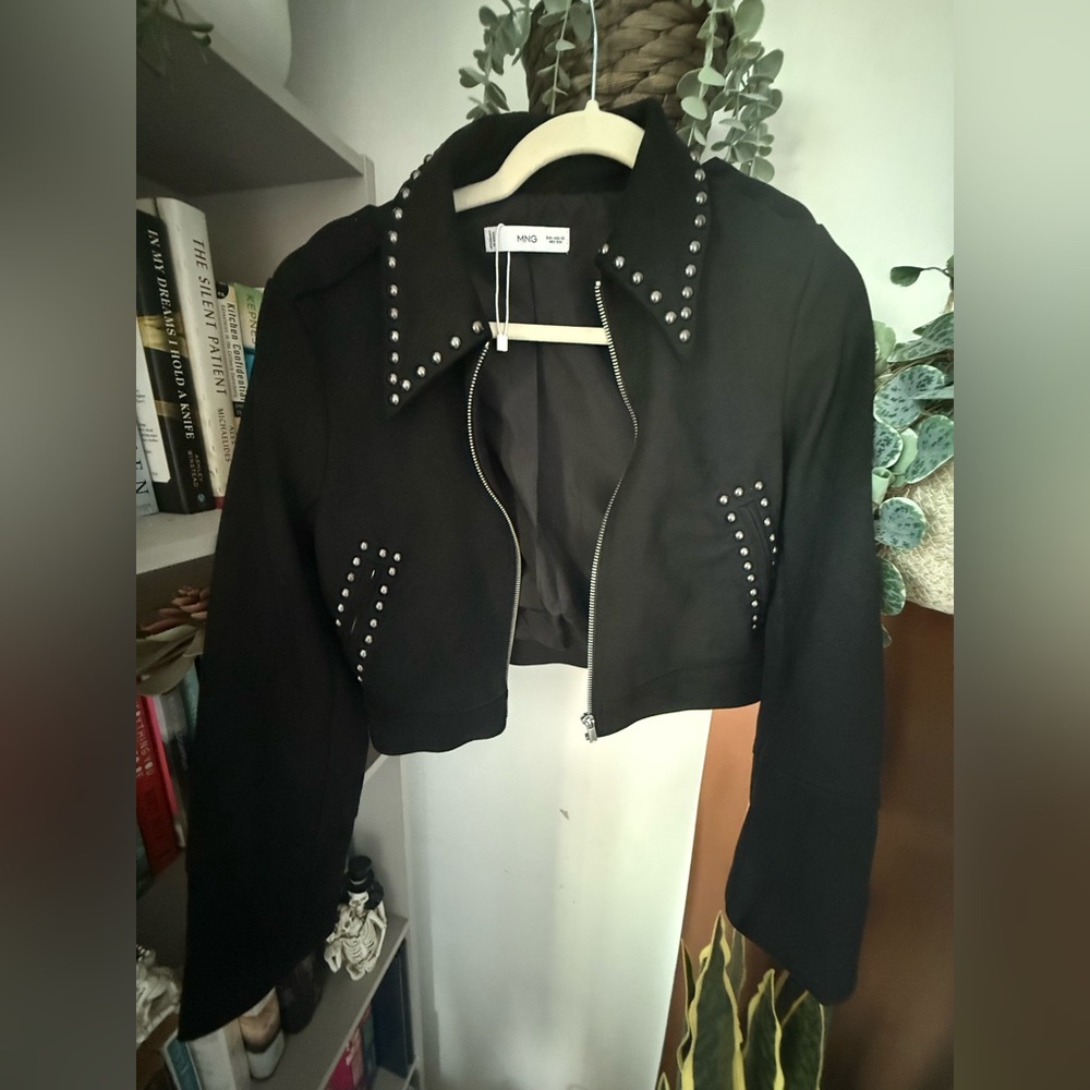 Cropped and Studded black suede jacket